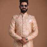 Handmade Banarasi Brocade Achkan | Silver Pink Father Son Combo | Jaipurio